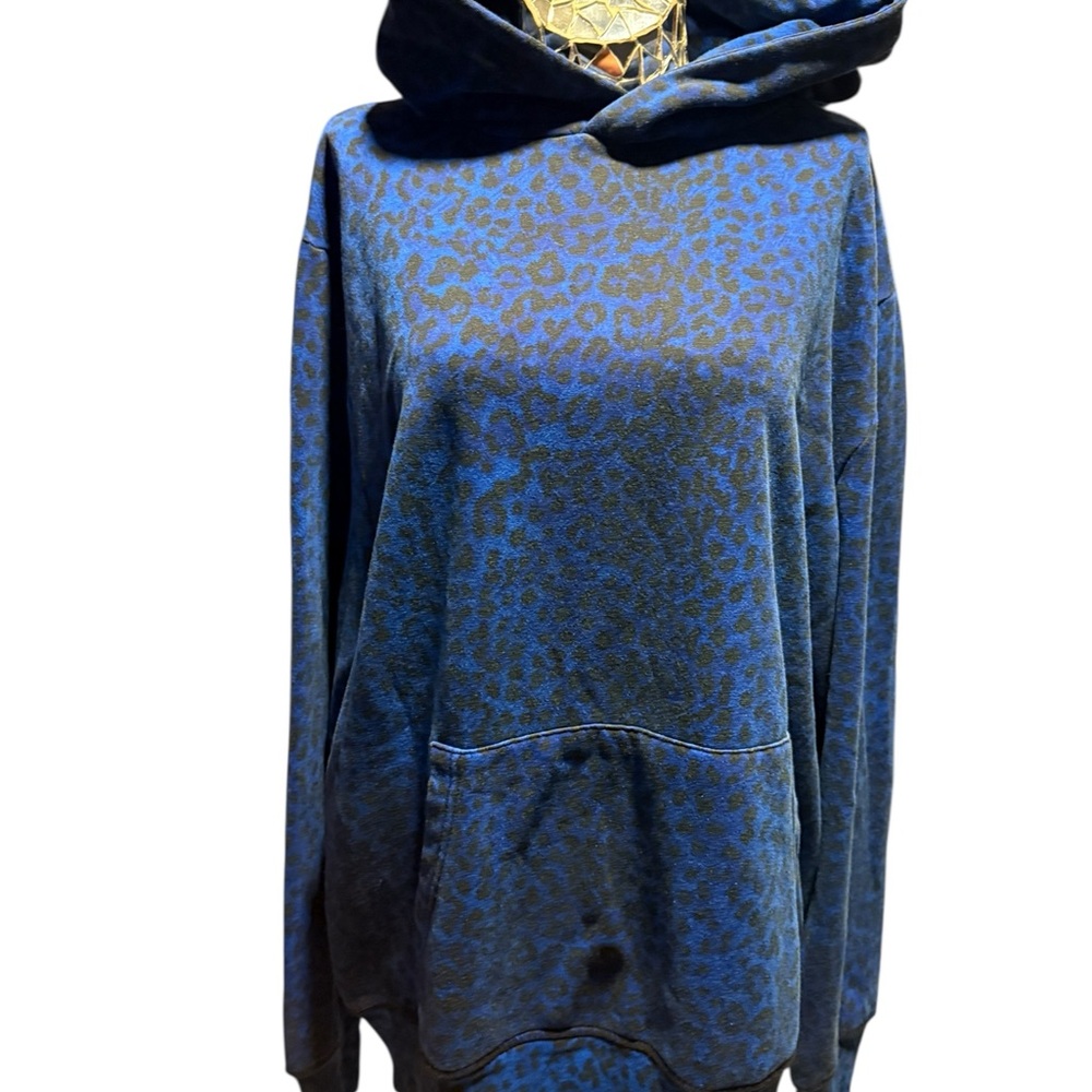 Ragdoll Blue and Black Leopard Print Hoodie